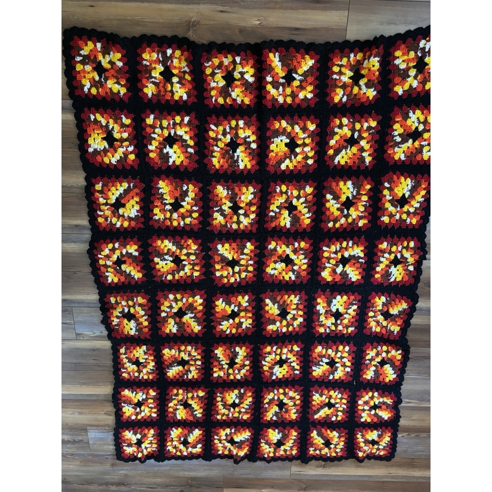 Granny Square Crochet Afghan Blanket Sofa Throw Multi-Color 48"x 67" Roseanne